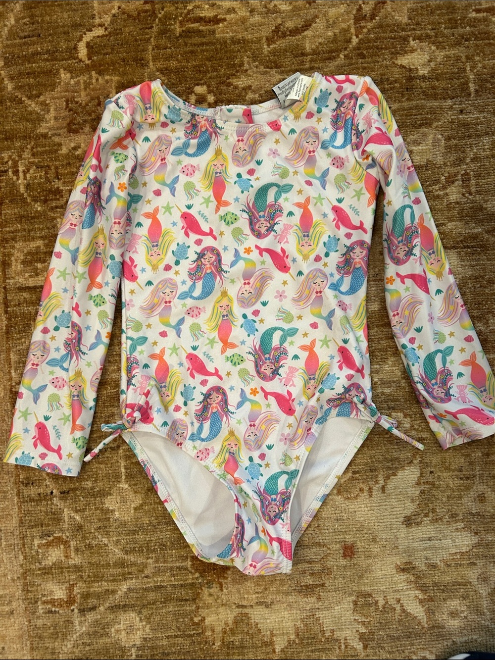Flap Happy Girls Long Sleeve One-Piece Swimsuit in Pink, Teal, Yellow